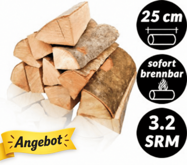 *Angebot* 3,2 SRM Buchenholz in 25cm Holzlänge, kammergetrocknet als loses Schüttgut